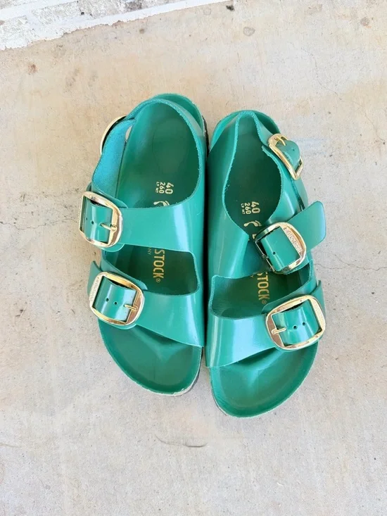 Birkenstock Green Sz 40 100% Leather - Picture 2 of 6